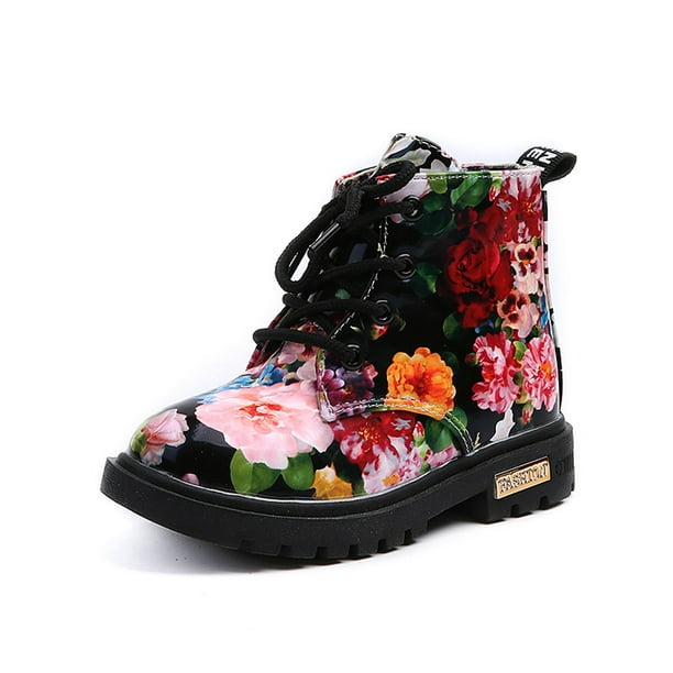 Child Kids Boys Girls Winter Warm Chelsea Martin Ankle Boots Toddler Flat Shoes